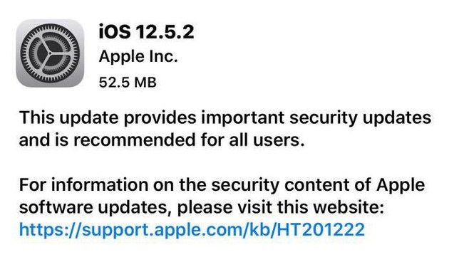 东阿苹果手机维修分享iOS12.5.2发布，建议所有老苹果用户安装 